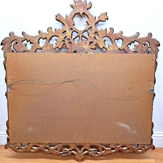 Wood Baroque Style Floral Carved Victorian Mirror For Sale - Image 7 of 7