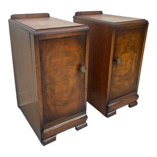 1970s Vintage Pair of Art Deco Burl Wood Accent Tables. Uk Import. For Sale