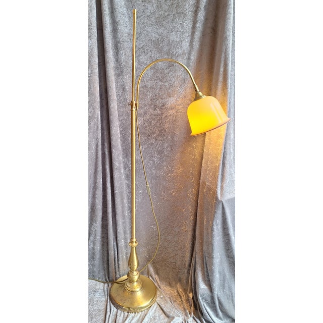 Vintage Floor Lamp with Adjustable Brass Frame and Beige Fabric Shade, 1980s For Sale - Image 9 of 9