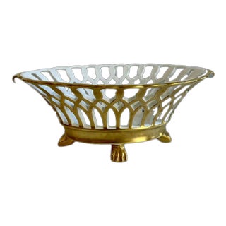 Antique Porcelain & Gilt Reticulated Empire Bowl For Sale