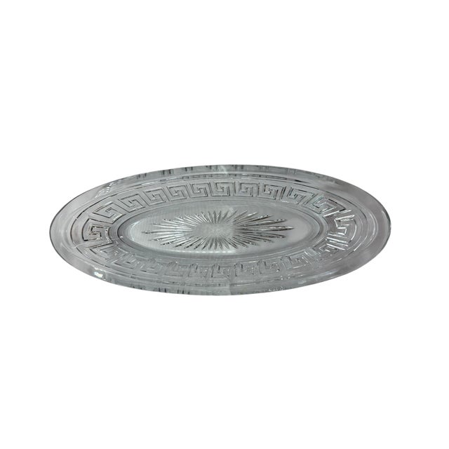 Mid 20th Century A.h. Heisey Greek Key Pattern Glass Celery Tray For Sale - Image 11 of 14