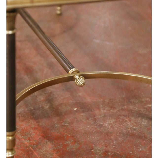 Mid-Century French Maison Jansen Brass and Steel Coffee Table With Glass Top For Sale In Dallas - Image 6 of 7