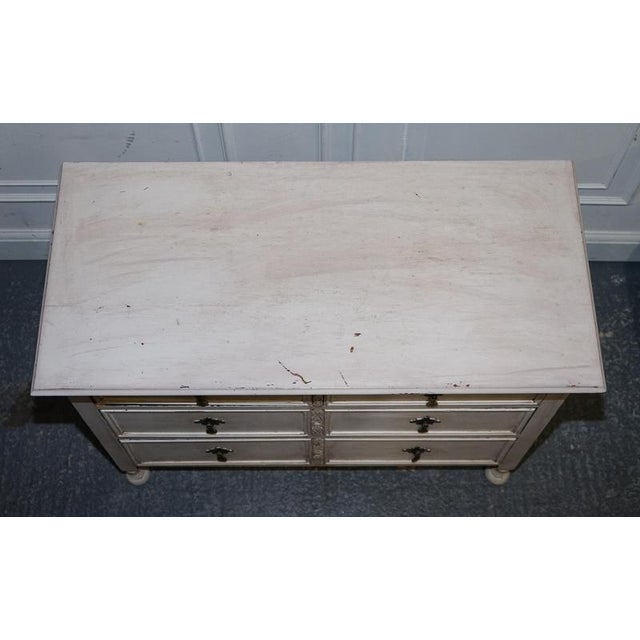 Victorian Hand-Painted Ivory Chest of Drawers with Brass Handles For Sale - Image 9 of 14