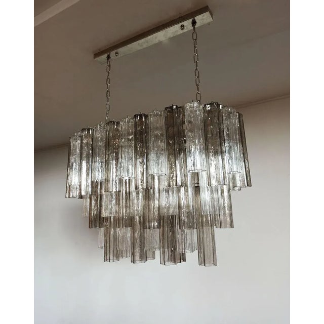 Murano Tube Chandelier with 62 Transparent and Smoked Glass, 1982 For Sale - Image 13 of 18