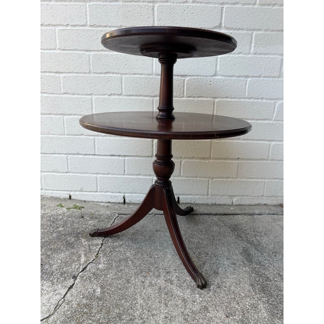 Brown Vintage Mahogany Two-Tier Claw Foot Dumbwaiter / Butler Table by Zangerle Tables For Sale - Image 8 of 9