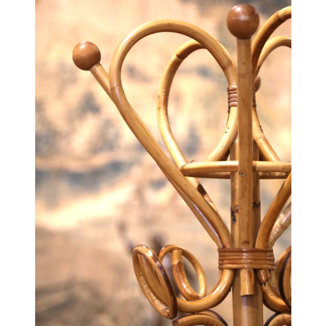Wood Mid-Century Italian Bamboo and Rattan Hall Tree in the Manner of Franco Albini For Sale - Image 7 of 10