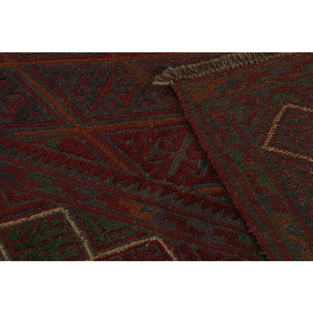 Textile Rug & Kilim’s Mashwani Afghan Baluch Rug in Burgundy With Geometric Patterns For Sale - Image 7 of 7