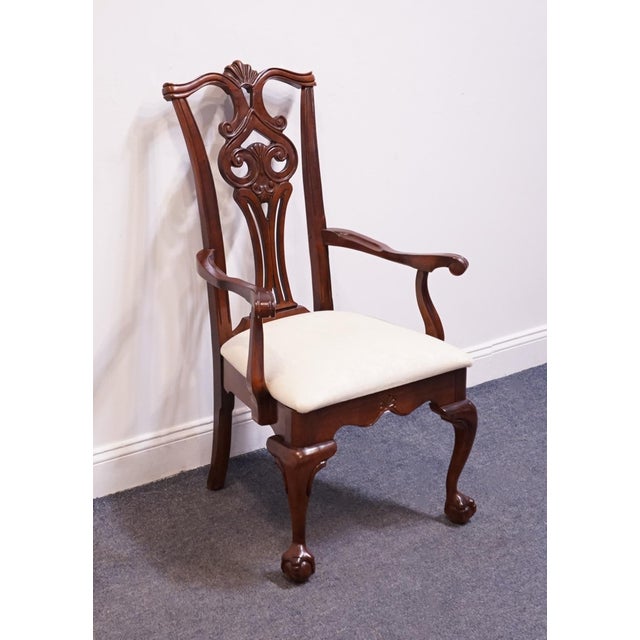 American Drew Traditional Chippendale Style Solid Cherry Dining Arm Chair For Sale - Image 4 of 8