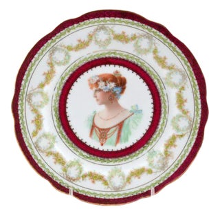 Late 19th Century Vintage Austrian "Beatrice" Painted Porcelain Plate For Sale
