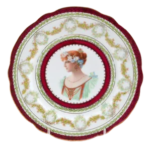 Late 19th Century Vintage Austrian "Beatrice" Painted Porcelain Plate