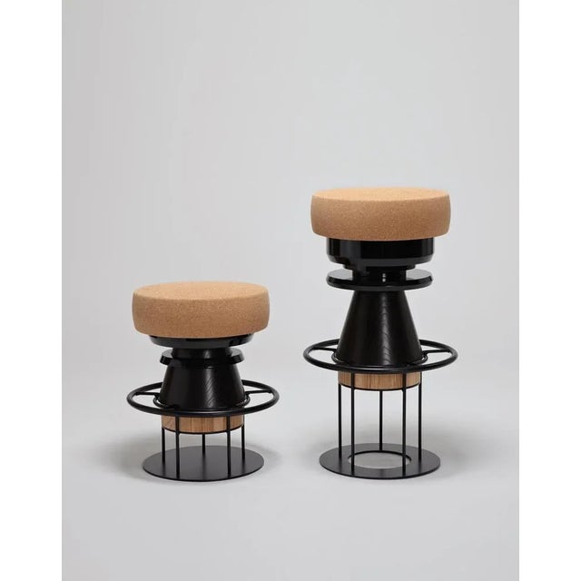 Contemporary Set of Low Black Tembo Stools by Note Design Studio For Sale - Image 3 of 8