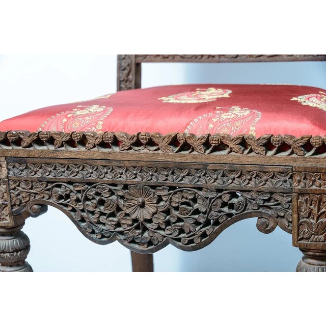 Anglo-Indian Rosewood Chair With Silk Paisley Upholstery For Sale - Image 4 of 12