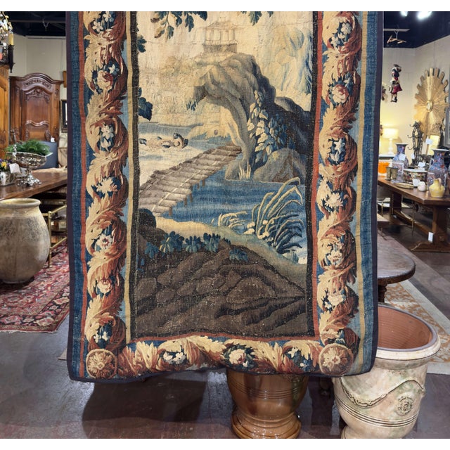 18th C. French Aubusson Verdure Tapestry With Exotic Bird and Floral Border For Sale - Image 4 of 9