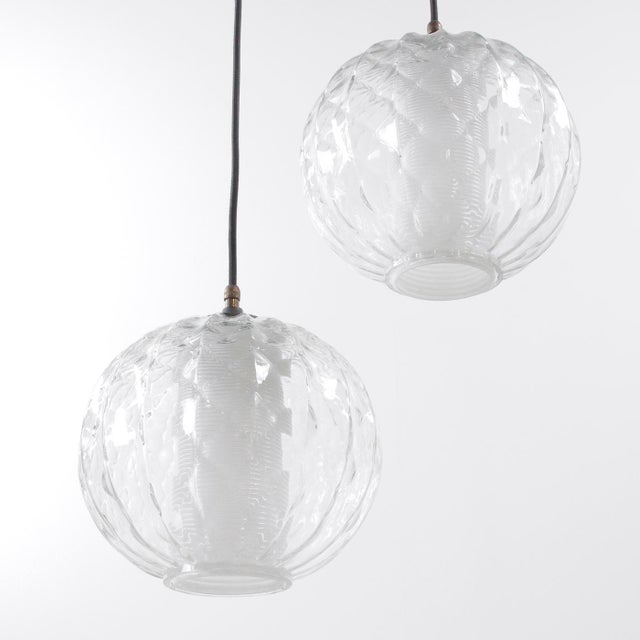Glass Pendant Lamps, 1960s, Set of 2 For Sale - Image 3 of 14
