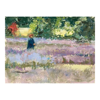 Lavender Fields Landscape Pastel by Susan Glendenning For Sale