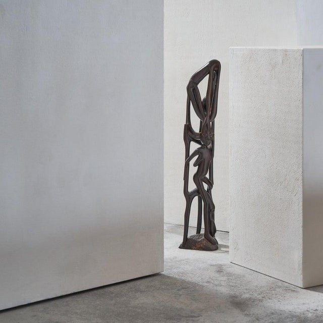 Brown Modernist Anthropomorphic Makonde Sculpture, 1950s For Sale - Image 8 of 10