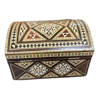 Vintage Moorish Inlay Box With Dome Top For Sale