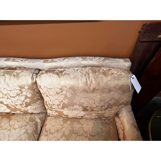 Mid 20th Century Kittinger Damask 3 Cushion London Style Sofa For Sale - Image 4 of 7