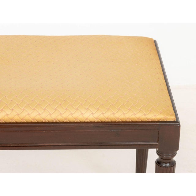 John Widdicomb John Widdicomb Silk Upholstered Mahogany Bench For Sale - Image 4 of 8