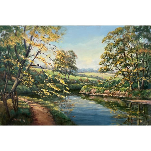 Lush Tree Lined Towpath on the River Lagan in Northern Ireland by Irish Artist 1986 For Sale - Image 15 of 18