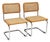 Pair of Vintage Chrome and Cane Cantilever Dining Chairs – Mid-Century Modern Style For Sale