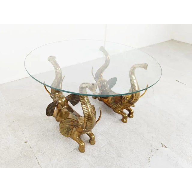 Gold Vintage Brass Elephant Coffee Table, 1970s For Sale - Image 8 of 10