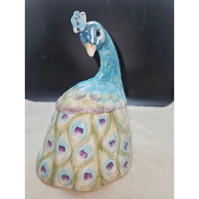 Edie Rose Home Peacock Collection 6" Figurine Trinket Box W/Lid Fitz & Floyd