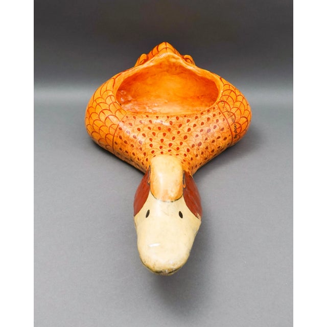 Sergio Bustamante Mid 20th Century Sergio Bustamente Signed Large Paper Mache Duck Bowl Planter For Sale - Image 4 of 9