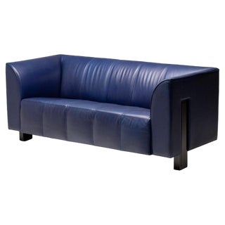 Isu Sofa in Blue Leather by Shigeru Uchida, 1995 For Sale