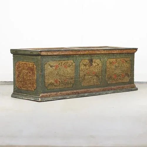 Large Painted Folk Art Chest, 1753 For Sale - Image 12 of 12