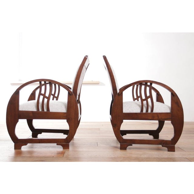 1930s Set of Vintage French Art Deco Wooden Armchairs, 1930s For Sale - Image 5 of 18