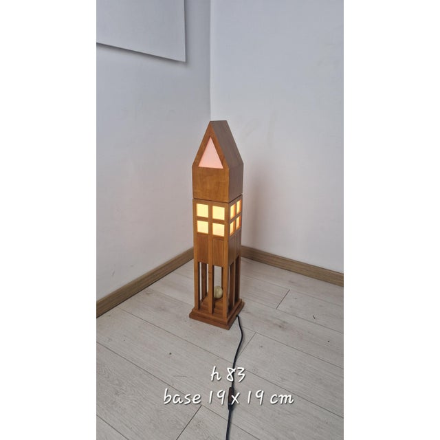 Vintage Table Lamp in Light Wood by Charles Jenks for Sawaya & Moroni, 1980s For Sale - Image 10 of 15