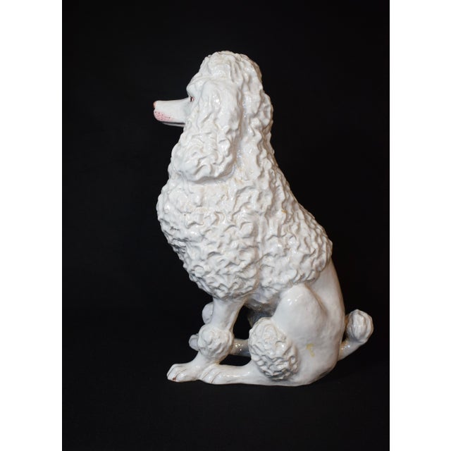 Vintage Regency White Glazed Ceramic Sitting Poodle, Italy 1960's For Sale - Image 12 of 17