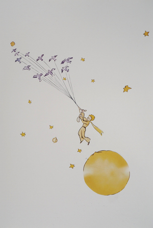 Antoine De Saint-Exupery, L'envol du Petit Prince et des oiseaux, Lithograph