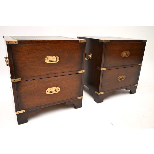 Vintage Military Campaign Bedside Chests, 1950, Set of 2 For Sale - Image 9 of 11
