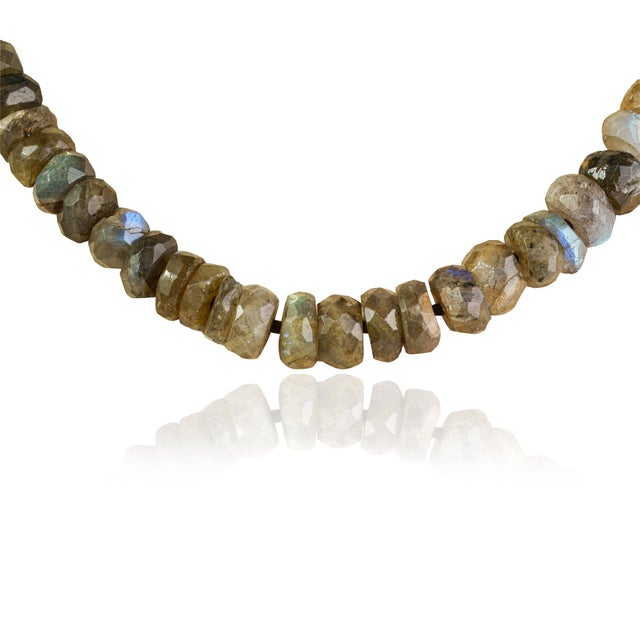 Early 21st Century Dramatic Matinee Length 295 Ct Natural Labradorite Rondelle Beaded Necklace, 22.5" For Sale - Image 5 of 14