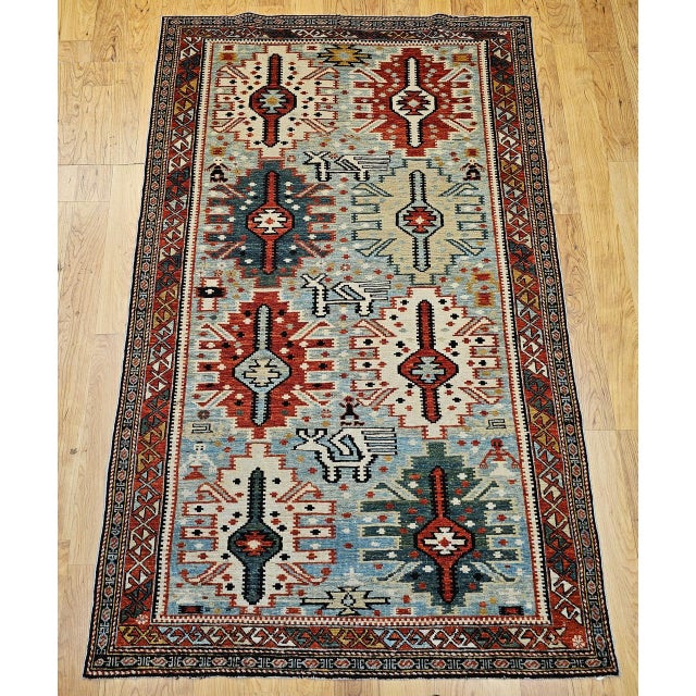 Caucasian Shirvan Area Rug, Handwoven Wool, Allover Geometric Design, 1920s, 4' x 6' For Sale - Image 11 of 18