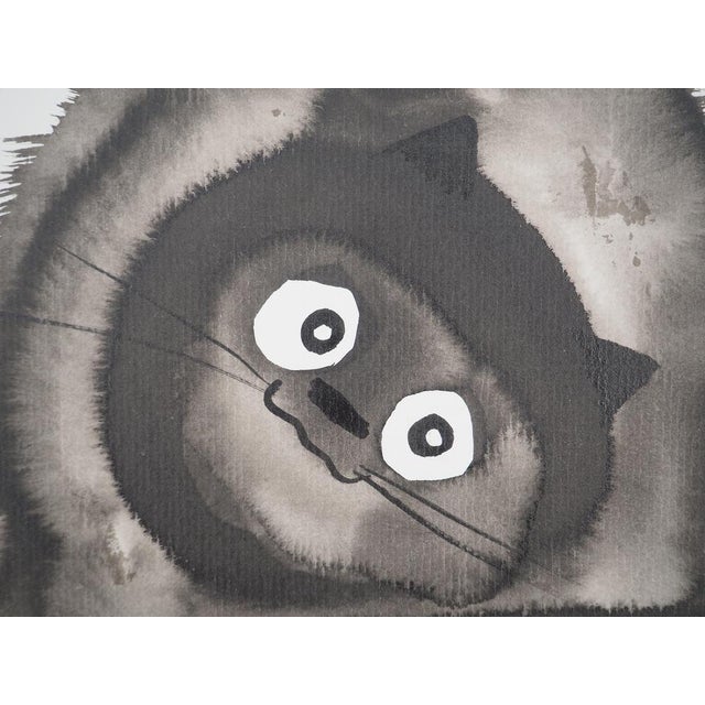 Laszlo Tibay, Chat observant une coccinelle, Ink & Wash Drawing For Sale - Image 4 of 8