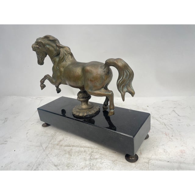 Antique Bronze Horse with Marble Granite Base, 1920s For Sale - Image 6 of 11