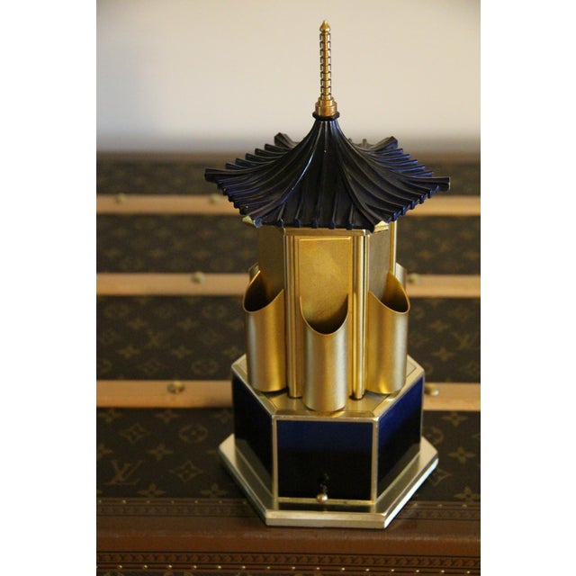 Blue Pagoda-Shaped Music Box, 1950s For Sale - Image 8 of 14