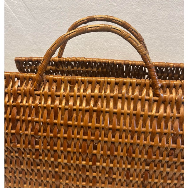 Boho Chic Vintage Wicker Tote For Sale - Image 3 of 6
