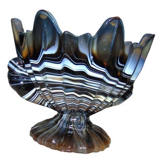 Art Deco Glass Cake Stand from United Glassware STS Abel, 1930s For Sale