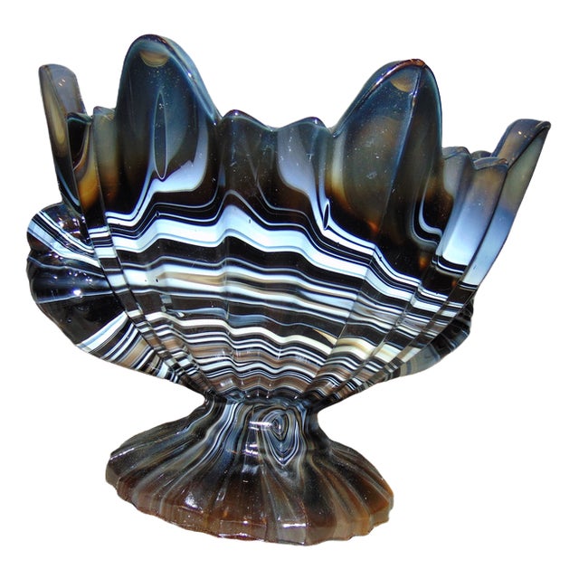 Art Deco Glass Cake Stand from United Glassware STS Abel, 1930s For Sale