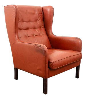 Mid Century Danish Modern Lounge Chair Wingback Red Leather High Back Tufted MCM