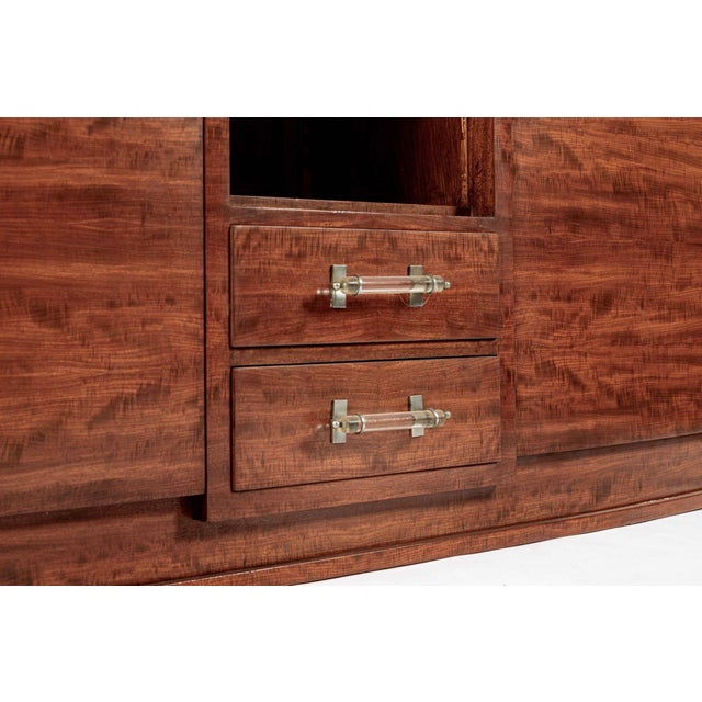 Antique Art Deco Tall Mahogany Wood Storage Cabinet or Bar Cabinet 1940s For Sale - Image 9 of 17