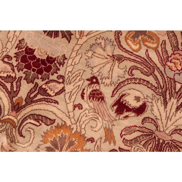 Shabby Chic Floral 1990's Pak-Persian Taupe/Red Wool Rug - 6'1'' X 9'4'' For Sale In New York - Image 6 of 9