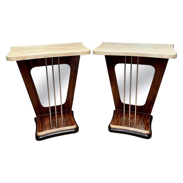 Italian Mirrored and Lacquered Goatskin Console Tables, 1950, Set of 2 For Sale - Image 17 of 17