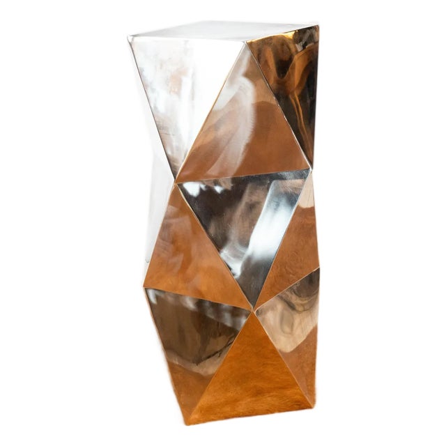 Late 20th Century Modernist Geometric 'Origami' Metal Sculptural Pedestal For Sale