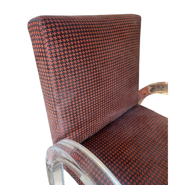 Textile Set of Ten Attributed Charles Hollis Jones Lucite Dining Chairs, Usa, Circa 1970's For Sale - Image 7 of 9