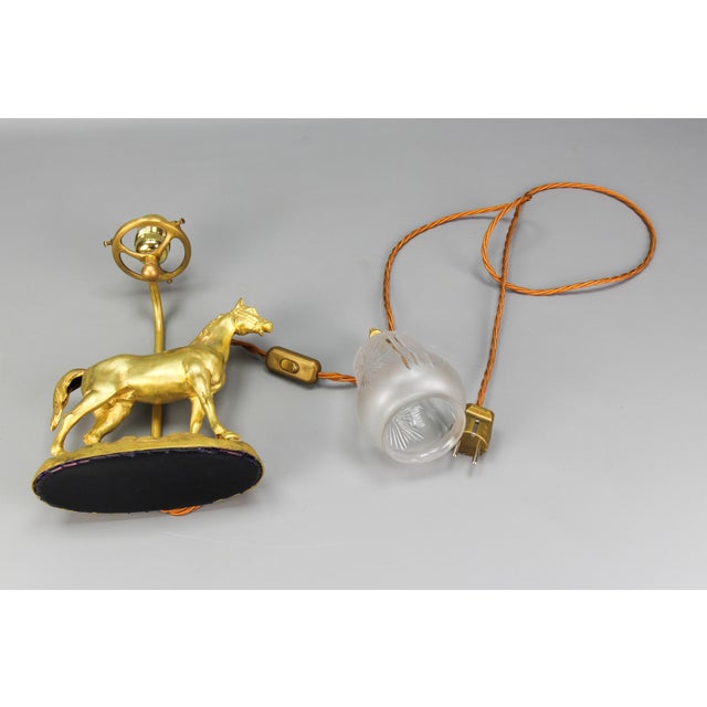 French Bronze Table Lamp with Horse Sculpture, 1950s For Sale - Image 16 of 18